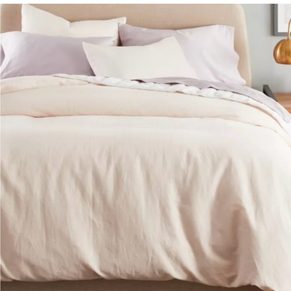 Nestwell® Washed Linen Cotton King Duvet Cover & 2 Standard Pillow Cases: Blush